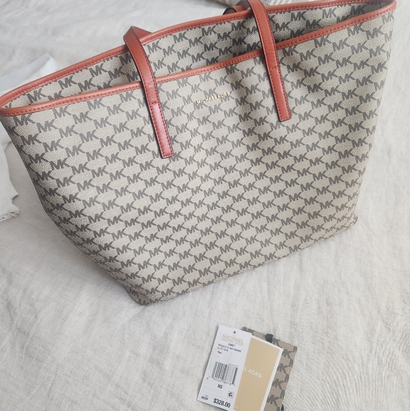 Michaels Kors Large Emry Tote in Nat/Orange - Picture 2 of 10